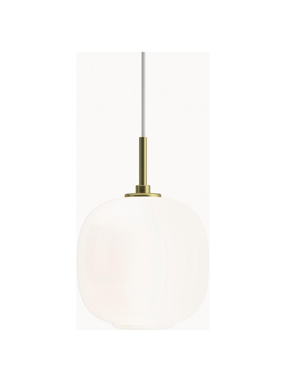 Mondgeblazen hanglamp VL45 Radiohus, verschillende formaten, Lampenkap: opaalglas, mondgeblazen, Wit, messing, Ø 37 x H 45 cm
