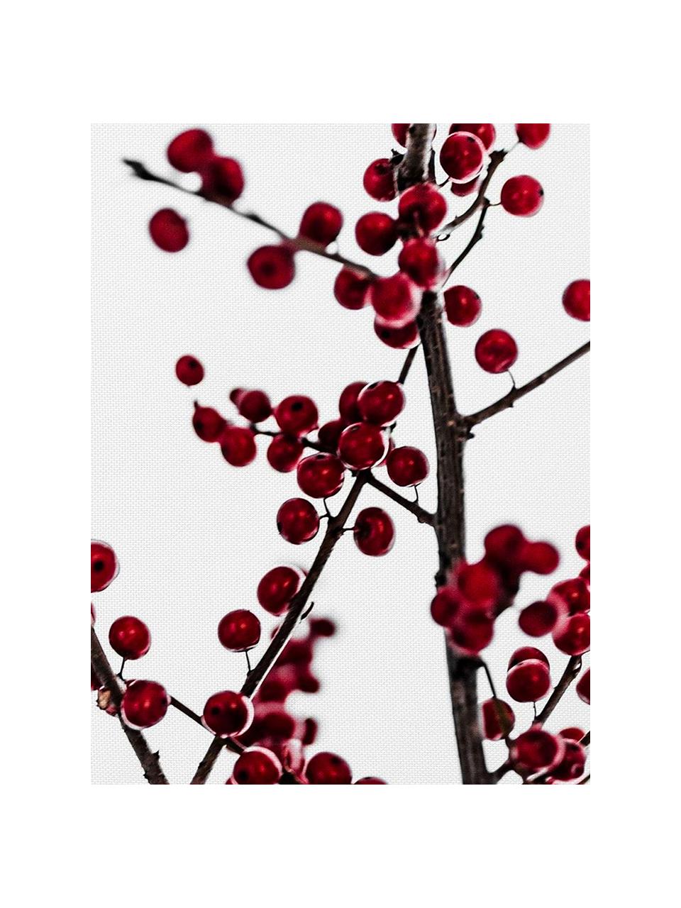 Stoffservietten Red Berries, 4 Stück, Baumwolle, Weiß, Rot, Schwarz, 40 x 40 cm