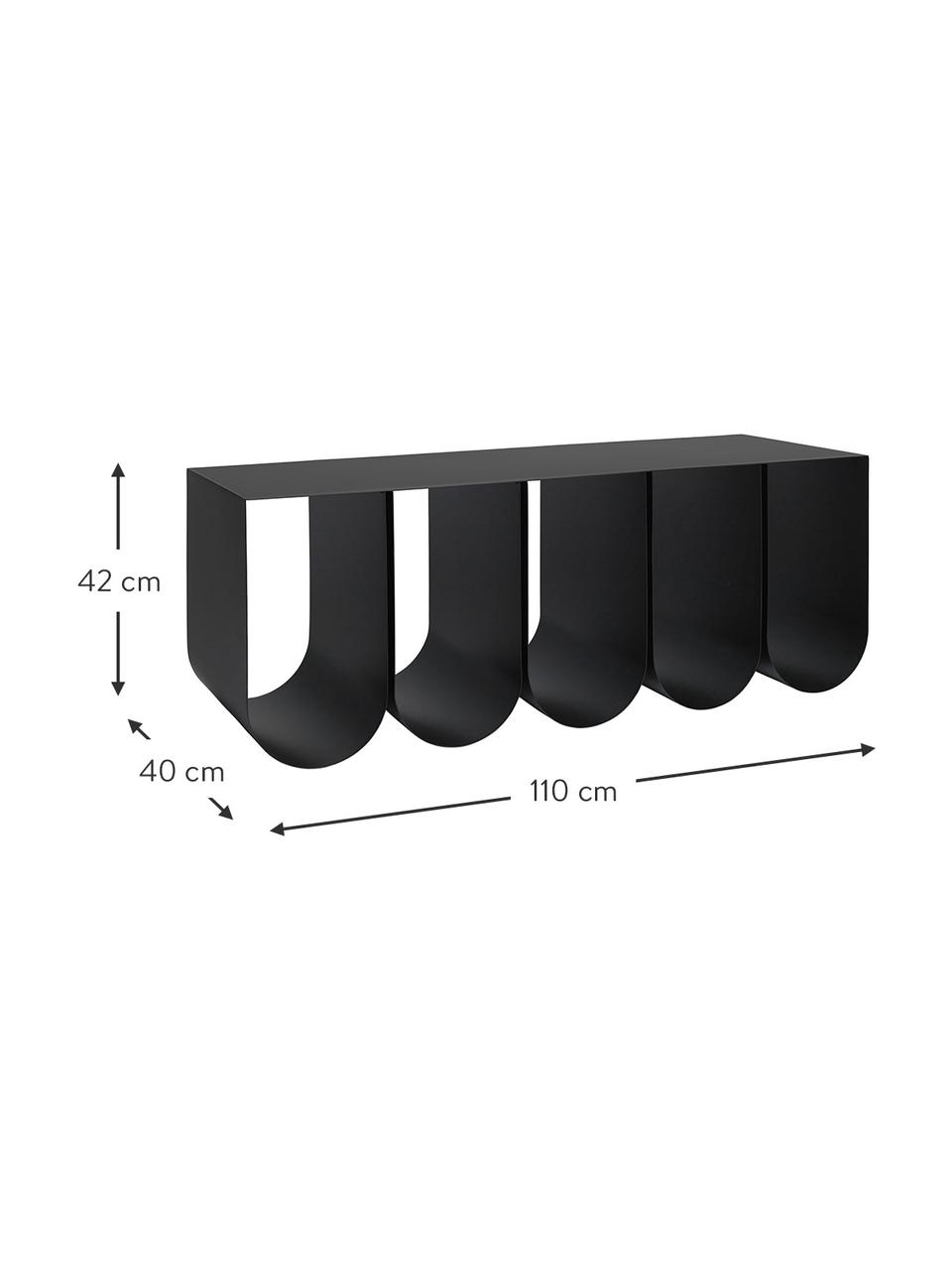 Metalen zitbank Curved in zwart, Staal, gepoedercoat, Zwart, B 110 x H 42 cm