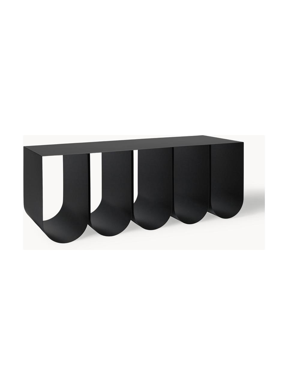 Banco de metal Curved, Acero con pintura en polvo, Negro, An 110 x F 40 cm