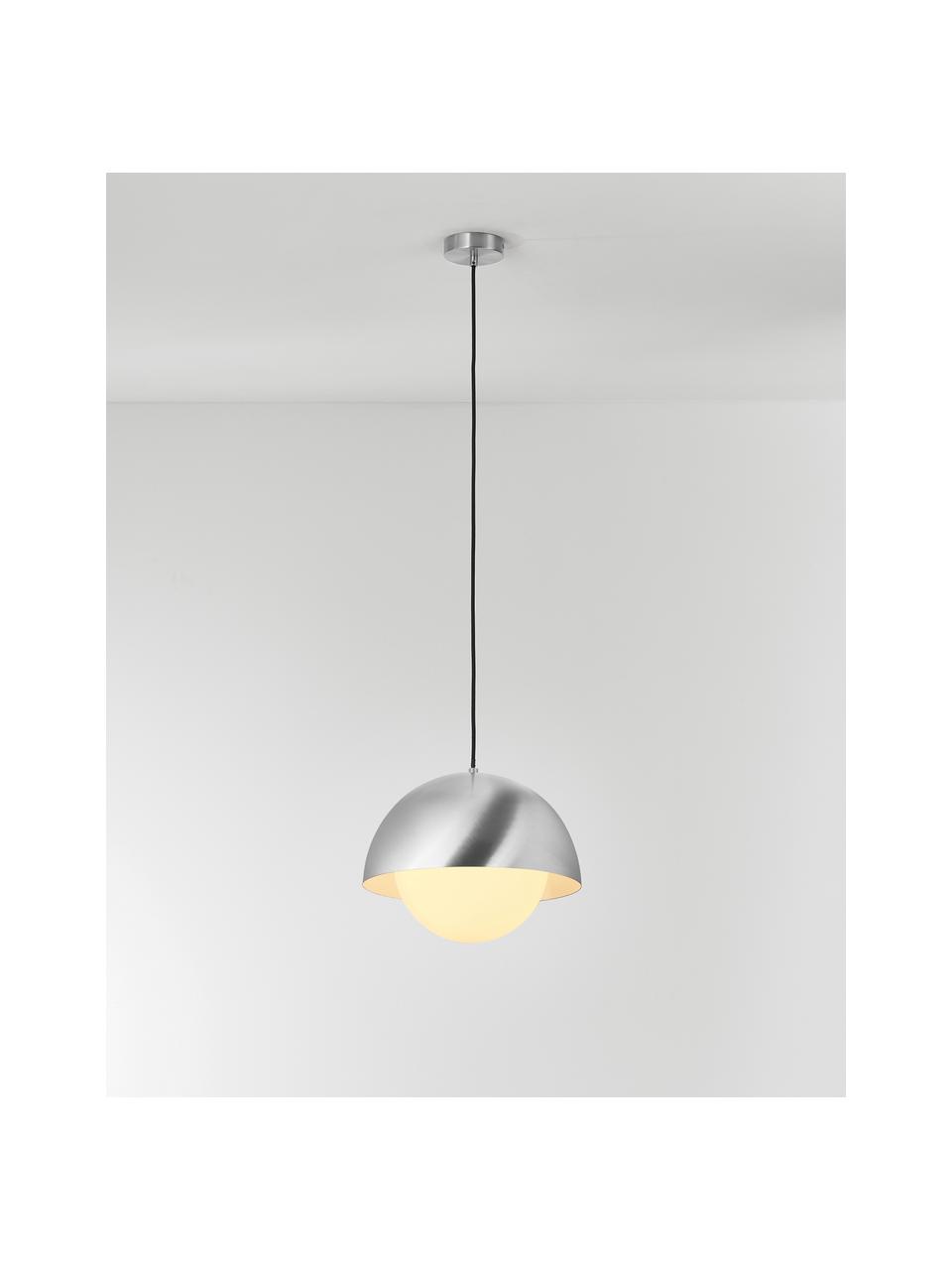 Lampada a sospensione Lucille, Baldacchino: metallo, spazzolato, Bianco, argentato, Ø 35 x Alt. 30 cm