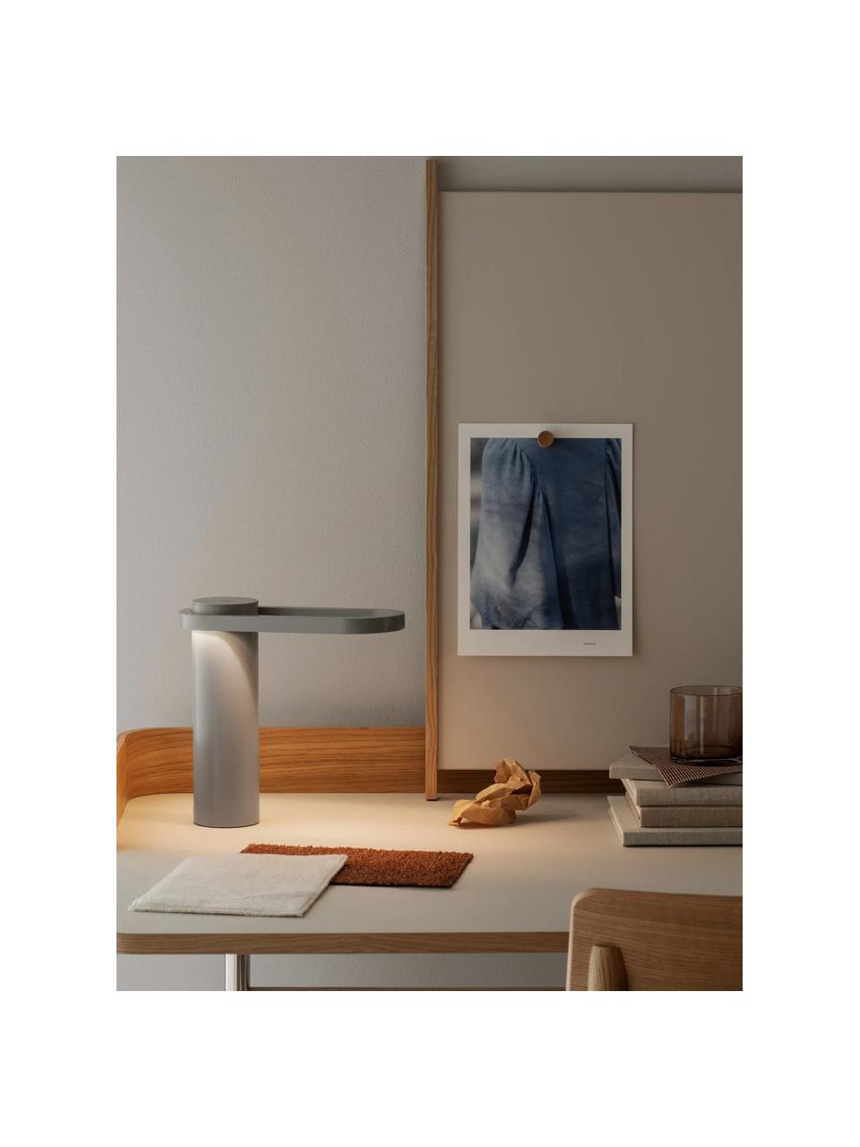 Mobiele LED outdoor tafellamp Hoop, dimbaar, Gepoedercoat aluminium, Lichtgrijs, B 23 cm x H 22 cm