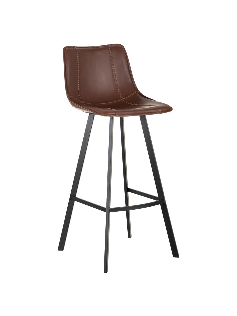 Sedia da bar in similpelle Bart, Rivestimento: similpelle (poliuretano), Struttura: compensato, Gambe: metallo rivestito, Marrone, nero, Larg. 48 x Alt. 106 cm