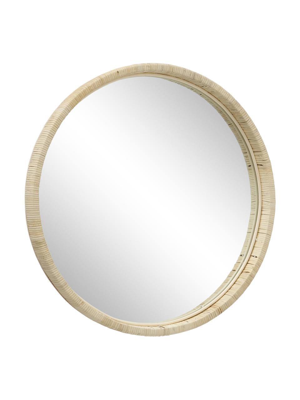 Miroir mural rond bambou Yori, Beige