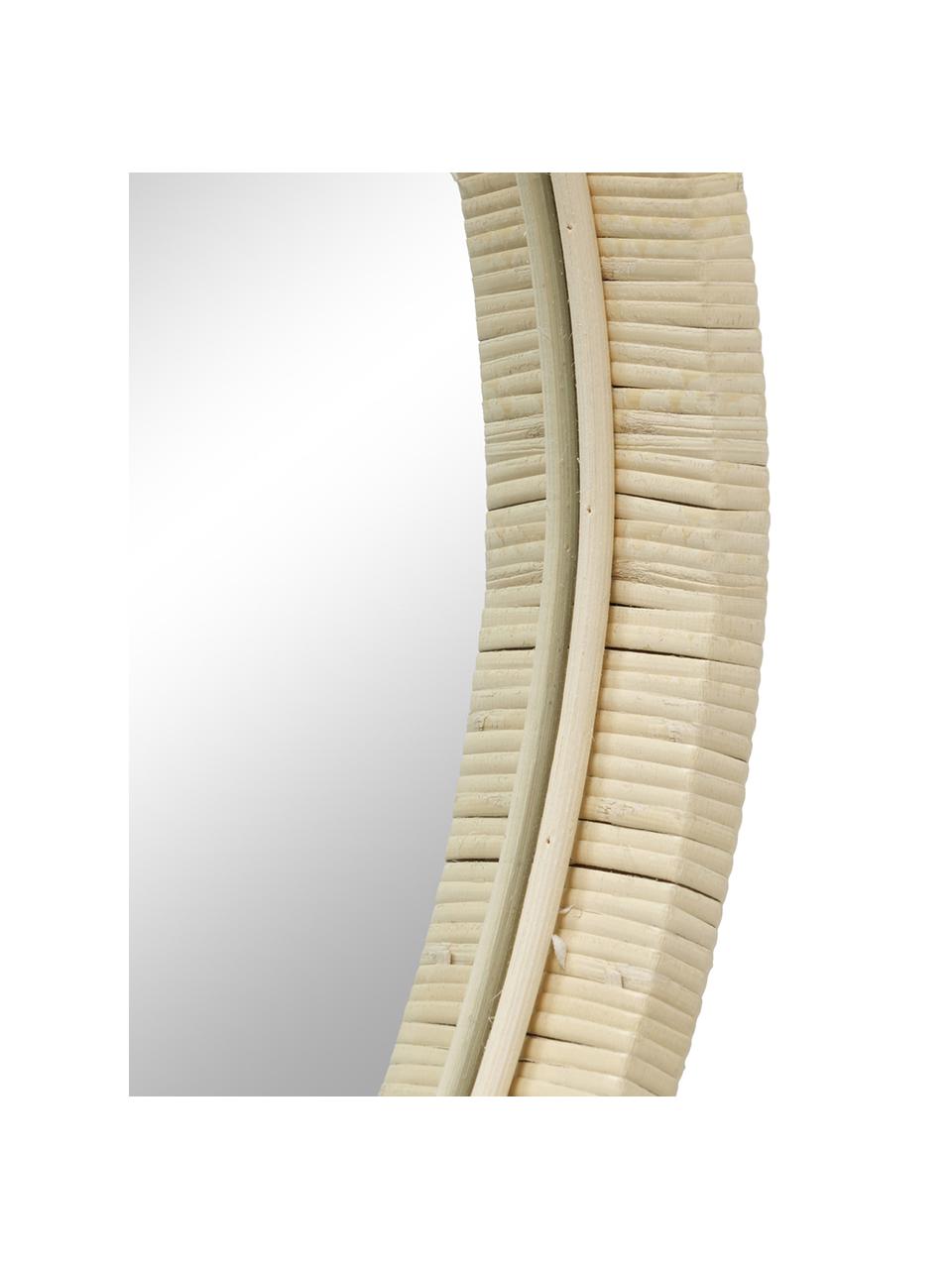 Ronde wandspiegel Yori met bamboe lijst, Frame: bamboe, Beige, Ø 50 cm
