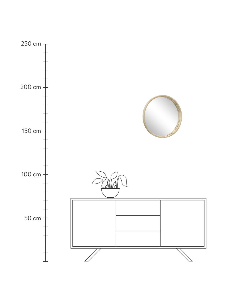 Okrągłe lustro ścienne z ramą z drewna bambusowego Yori, Beżowy, Ø 50 cm