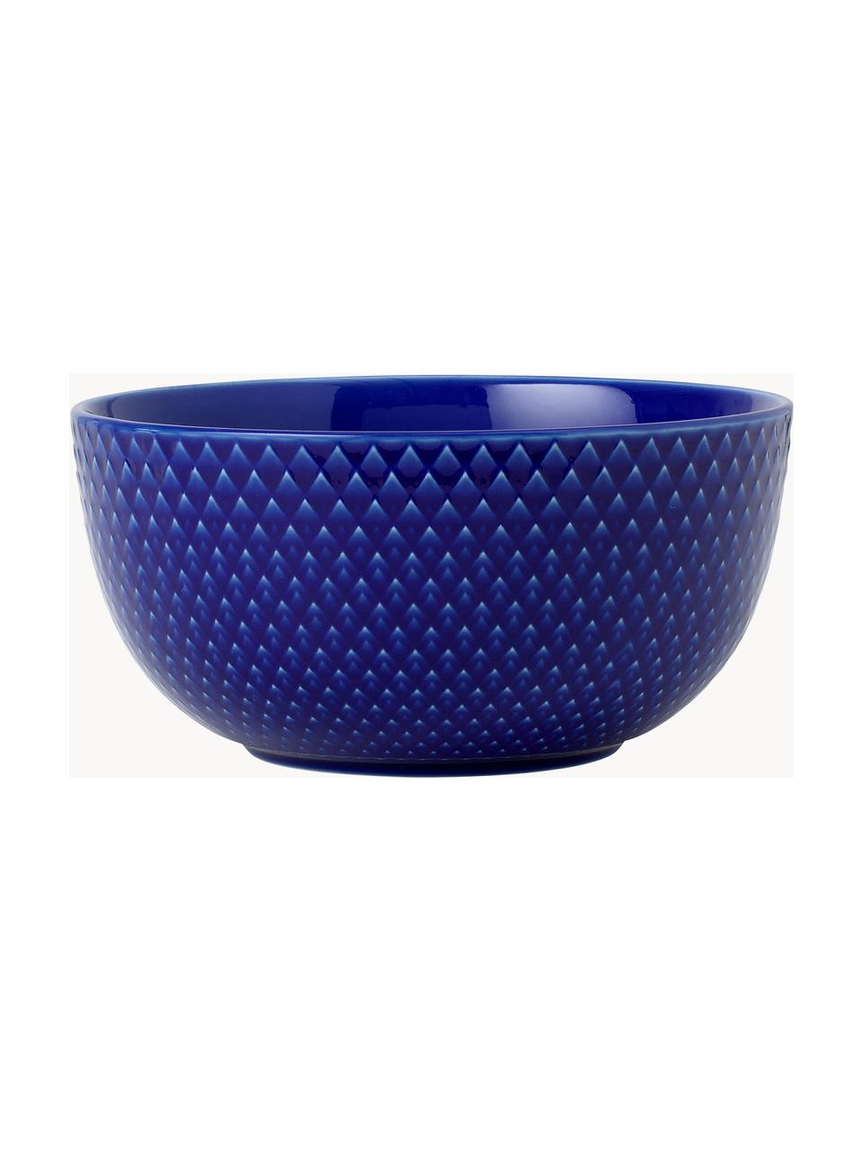 Miska z porcelany Rhombe, 4 szt., Porcelana, Ciemny niebieski, Ø 13 x W 7 cm