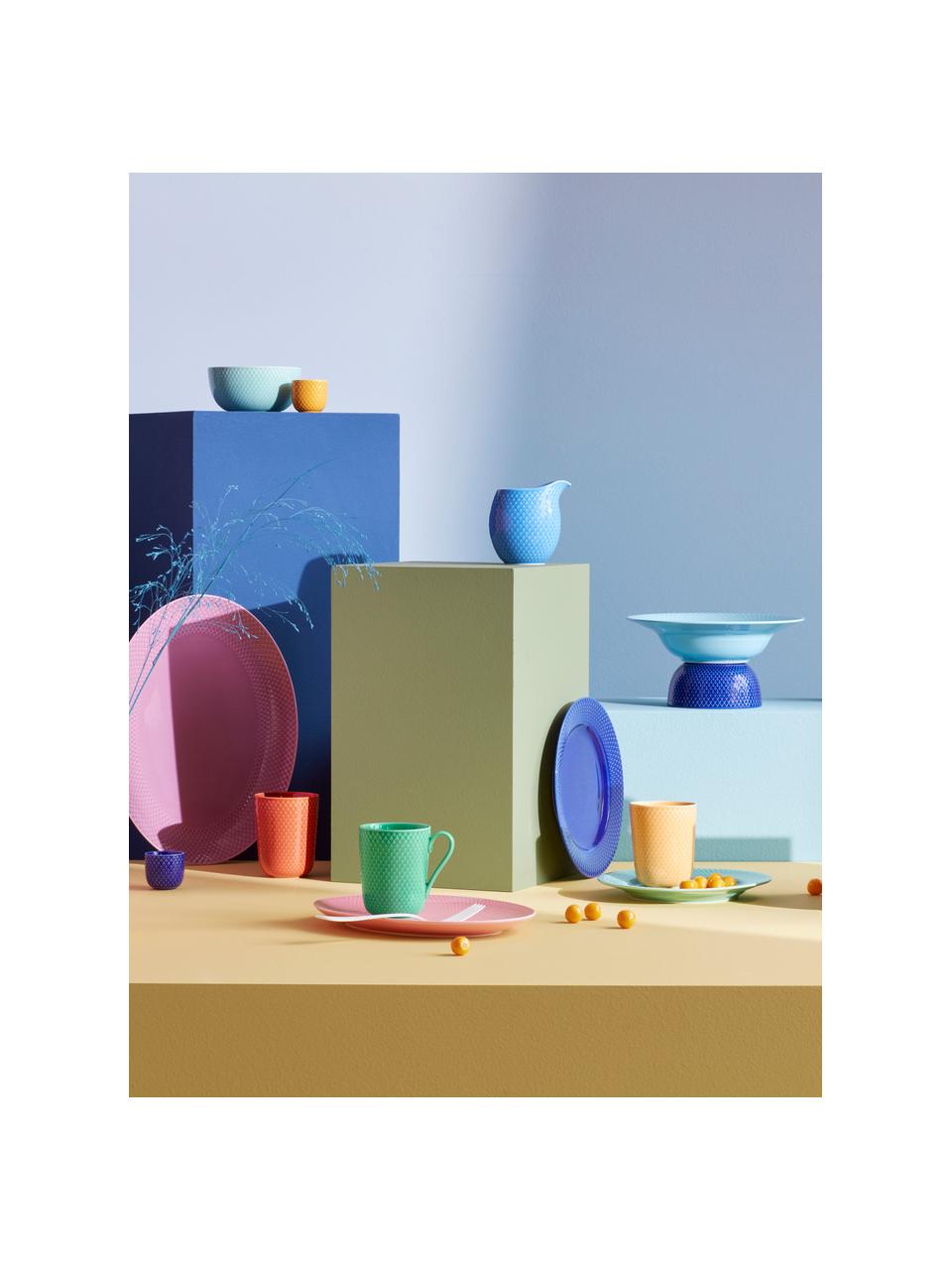 Cuencos de porcelana con relieves Rhombe, 4 uds., Porcelana, Azul oscuro, Ø 13 x Al 7 cm