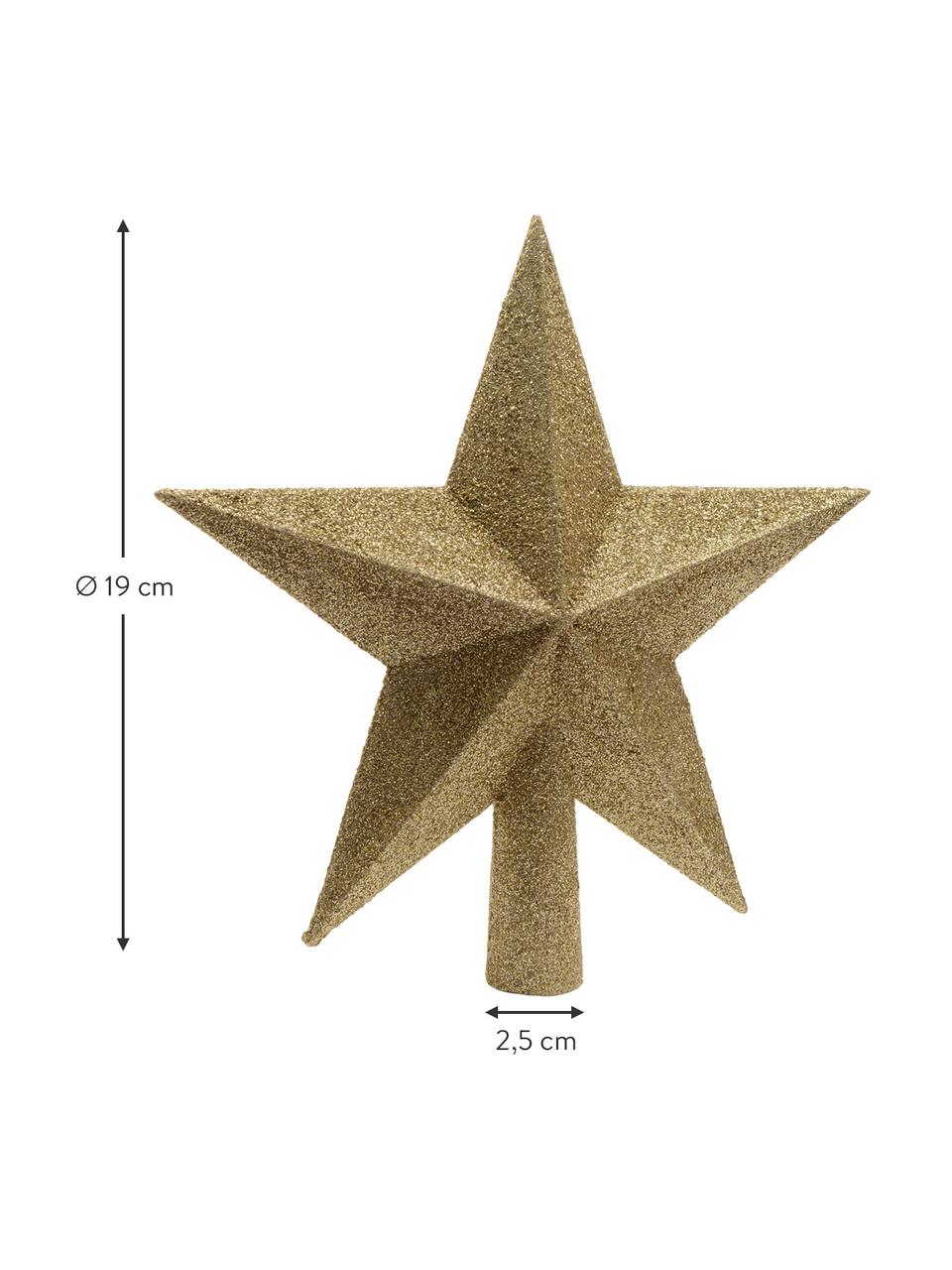 Cimier sapin incassable Morning Star, haut. 19 cm, Plastique, paillettes, Doré, Ø 19 cm