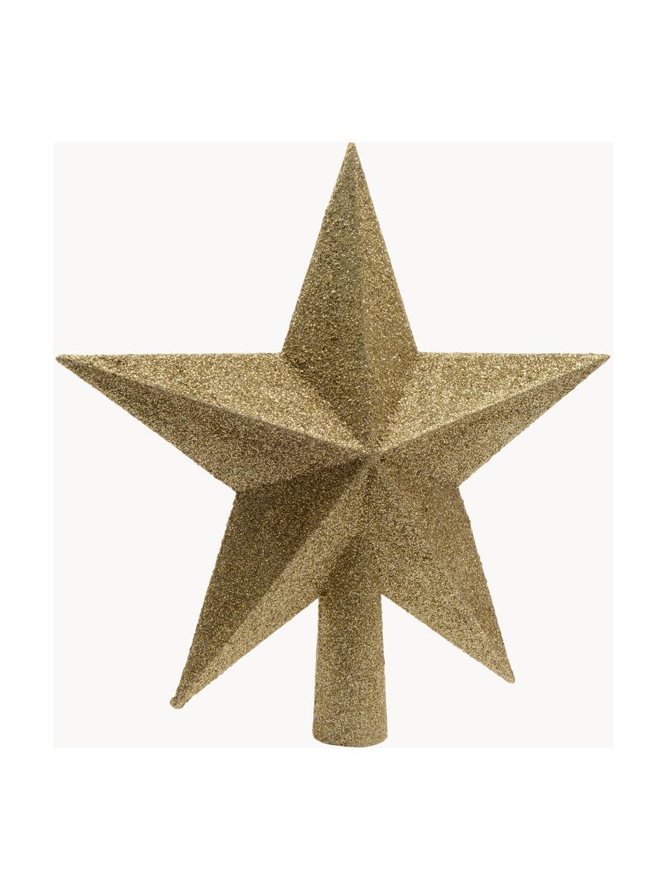 Onbreekbare kerstboom topper Morning Star, H 19 cm, Kunststof, glitter, Goudkleurig, H 19 cm