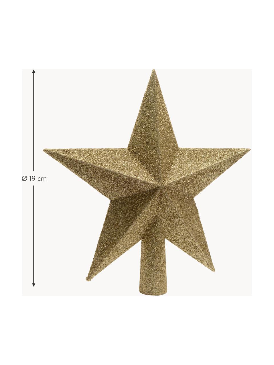 Bruchsichere Weihnachtsbaumspitze Morning Star, H 19 cm, Kunststoff, Glitzer, Goldfarben, H 19 cm