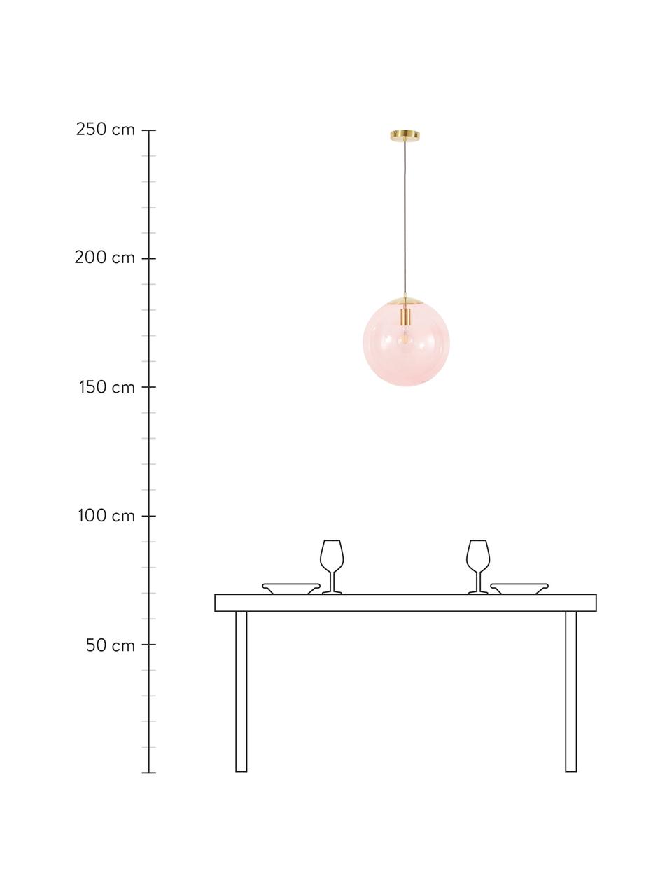 Hanglamp Bao van glas, Lampenkap: glas, Baldakijn: gegalvaniseerd metaal, Roze, Ø 35 cm