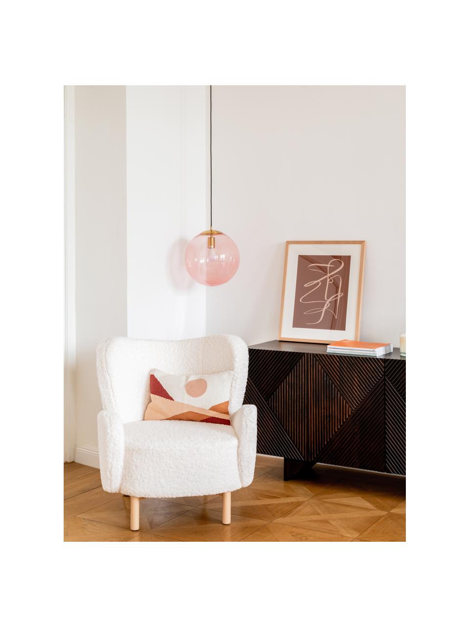 Lámpara de techo Bao, Pantalla: vidrio, Anclaje: metal galvanizado, Cable: cubierto en tela, Rosa, Ø 35 cm