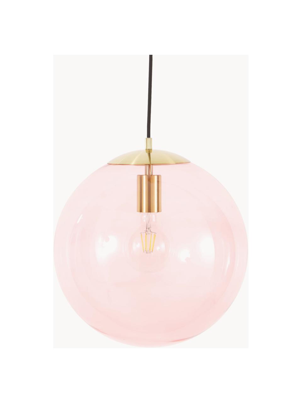 Závesná lampa zo skla Bao, Ružová, zlatá, Ø 35 cm