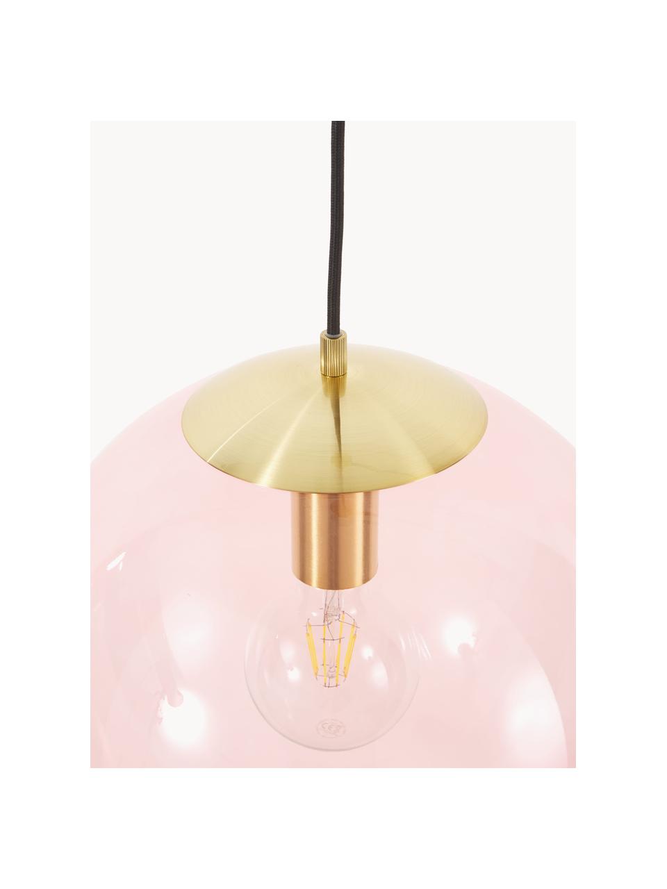 Hanglamp Bao van glas, Lamp: vermessingd metaal, Rose, goudkleurig, Ø 35 cm