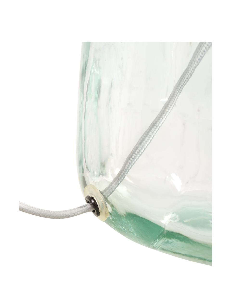 Tischlampe Murano aus recycletem Glas, Lampenschirm: Leinenstoff, Lampenfuß: Recycletes Glas, Grün, Transparent, Grau, Ø 32 cm x H 34 cm