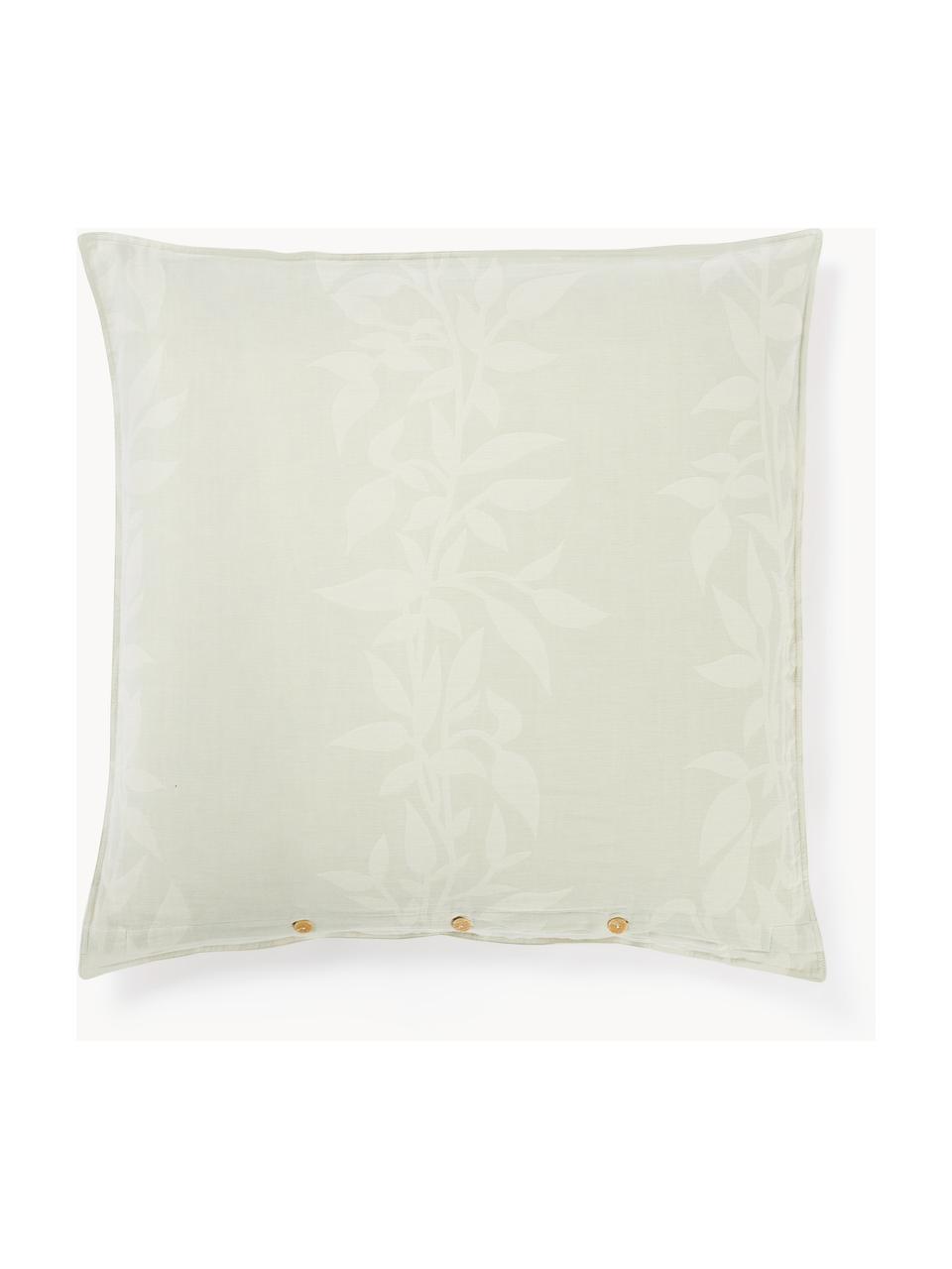 Taie d'oreiller réversible en mousseline à motif floral Jasmina, Vert sauge, larg. 50 x long. 70 cm