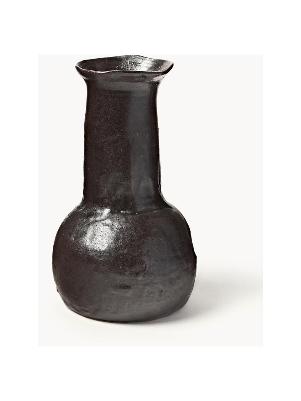 Terrakotta-Vase Doro, H 27 cm, Terrakotta, glasiert, Dunkelbraun, Ø 16 x H 27 cm