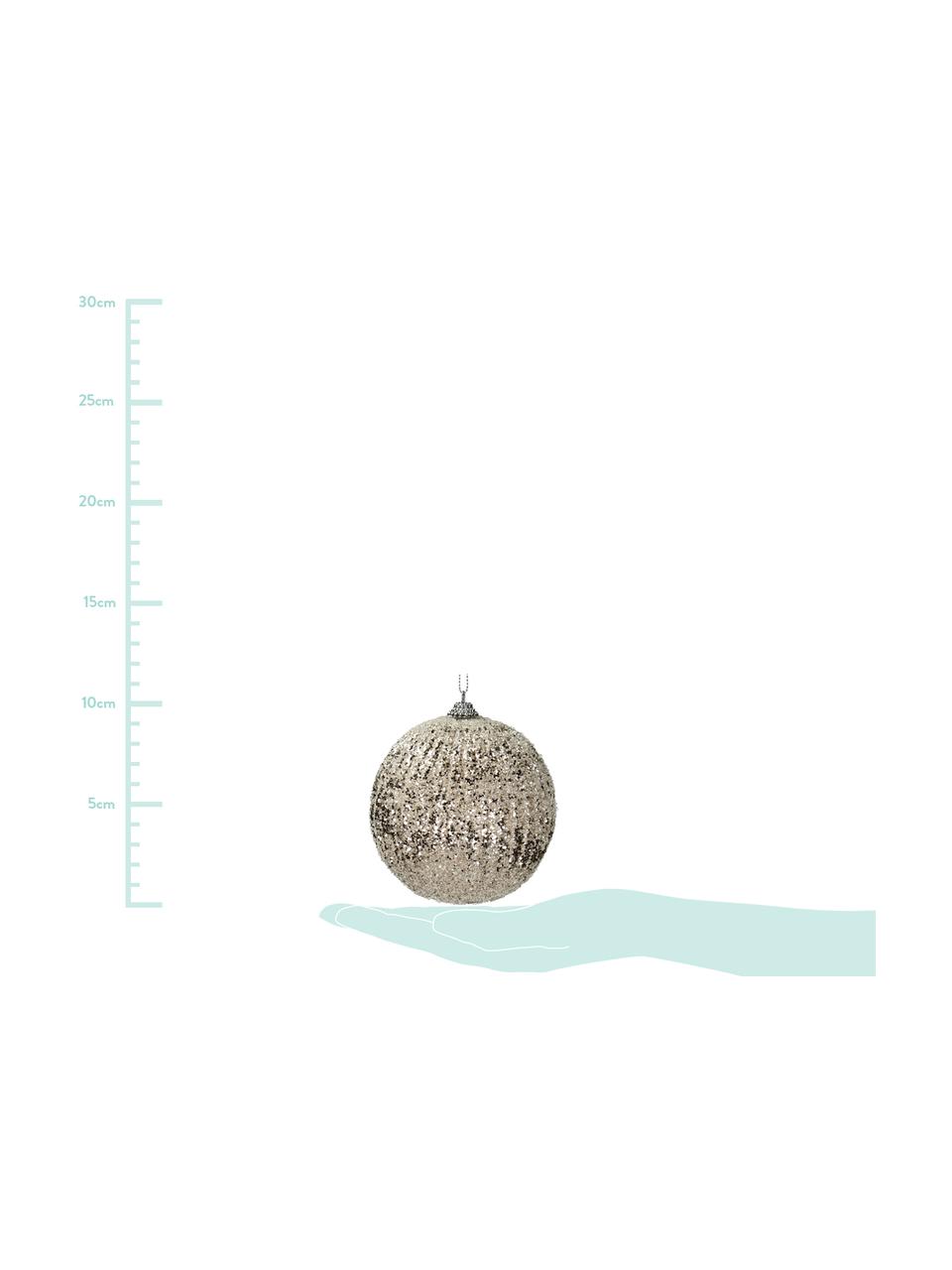 Kerstballen Dazzle, 2 stuks, Kunststof, glanzend, Champagnekleurig, Ø 10 cm