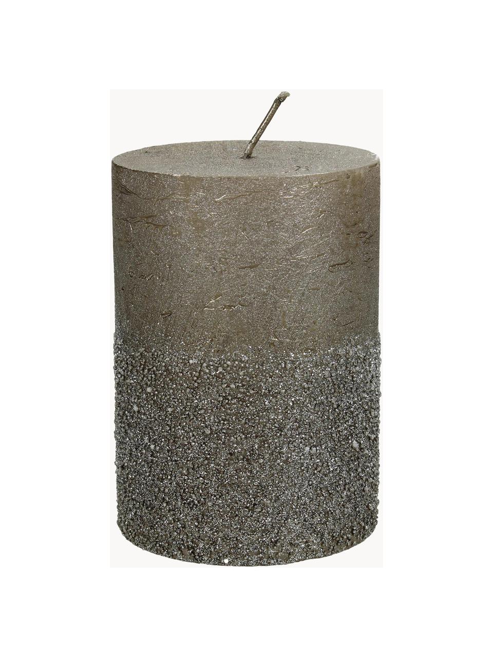 Candela pilastro dorata Glitters, Cera, Grigio, Ø 7 x Alt. 10 cm