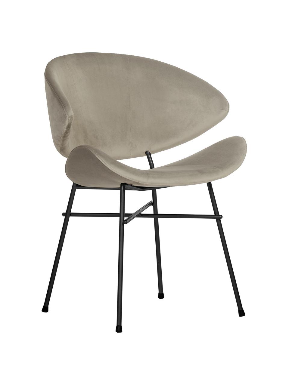 Krzesło tapicerowane z weluru Cheri, Tapicerka: 100% poliester (welur), Stelaż: stal malowana proszkowo, Beżowy, czarny, S 57 x G 55 cm