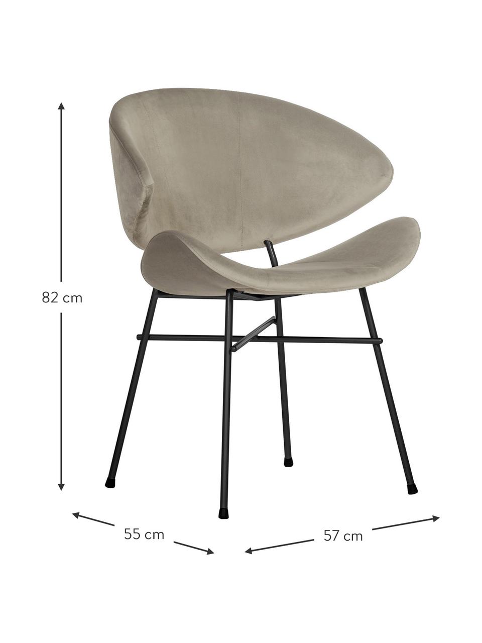 Krzesło tapicerowane z weluru Cheri, Tapicerka: 100% poliester (welur), Stelaż: stal malowana proszkowo, Beżowy aksamit, odcienie mosiądzu, S 57 x G 55 cm