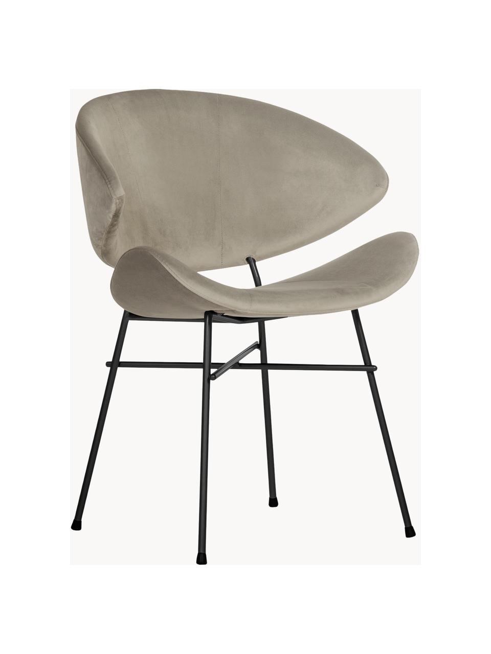 Krzesło tapicerowane z weluru Cheri, Tapicerka: 100% poliester (welur), Stelaż: stal malowana proszkowo, Beżowy aksamit, odcienie mosiądzu, S 57 x G 55 cm