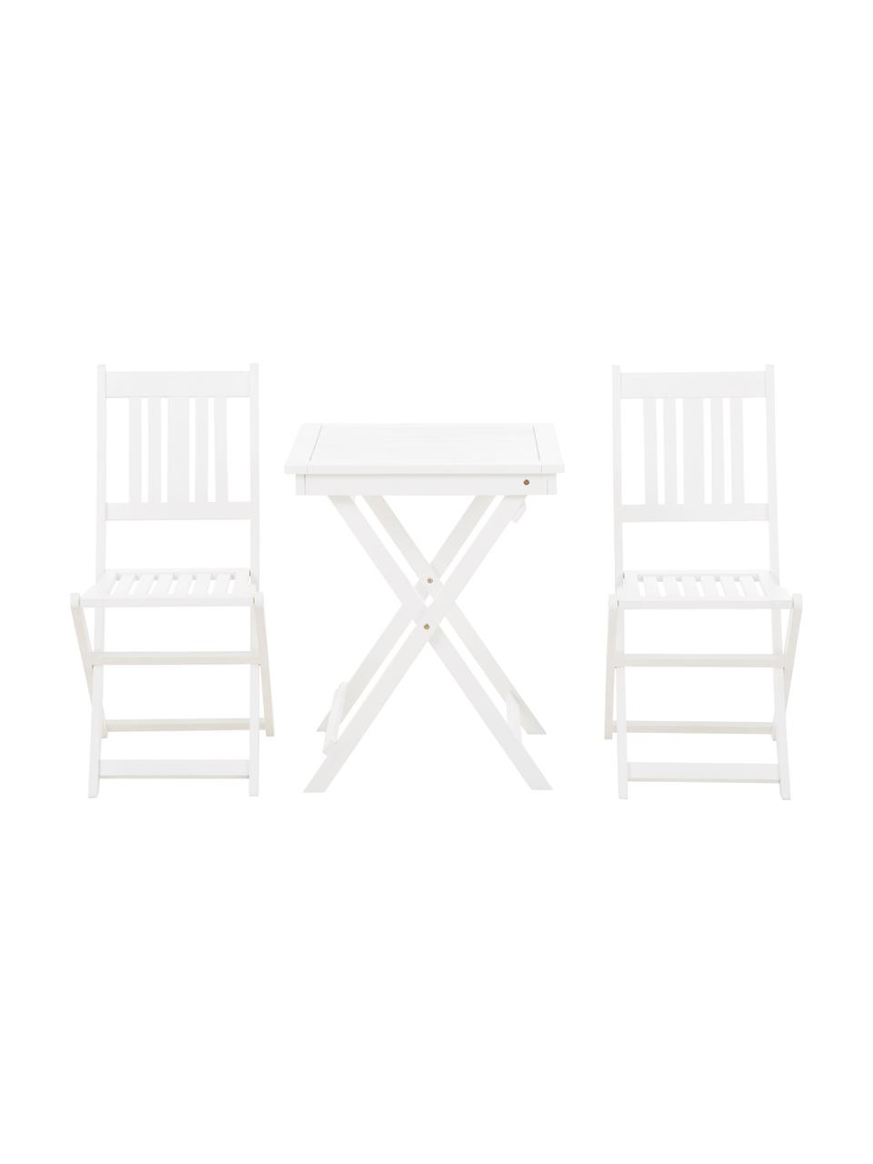 Salon de jardin en bois blanc Skyler, 3 élém., Blanc, Lot de différentes tailles