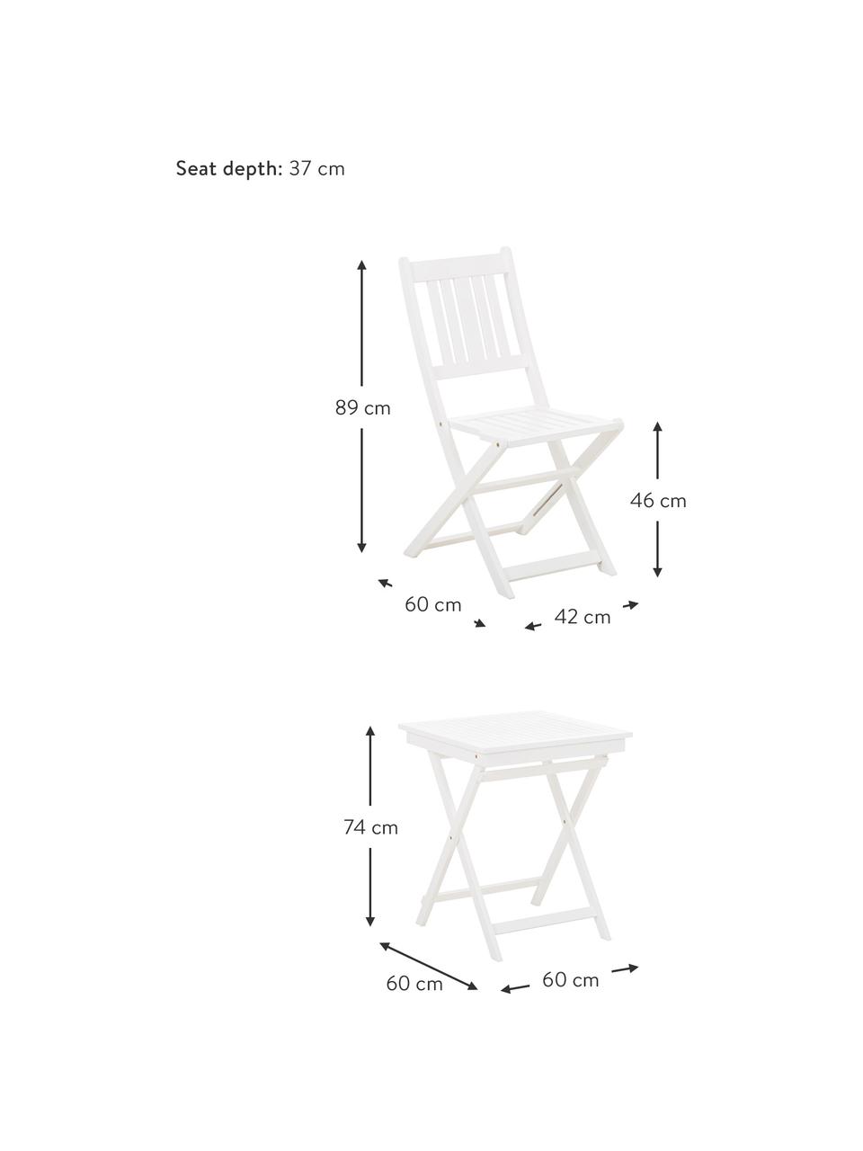 Gartenmöbel Set Skyler aus Akazienholz, 3-tlg., Weiss, Set mit verschiedenen Grössen