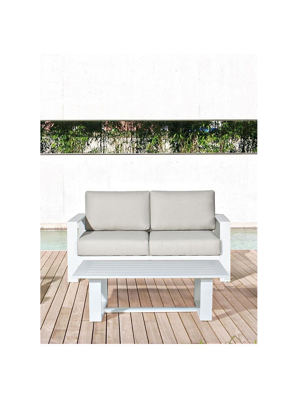 Salotto da giardino Atlantic 4 pz, Struttura: alluminio verniciato a po, Rivestimento: poliestere, Bianco, grigio chiaro, Set in varie misure