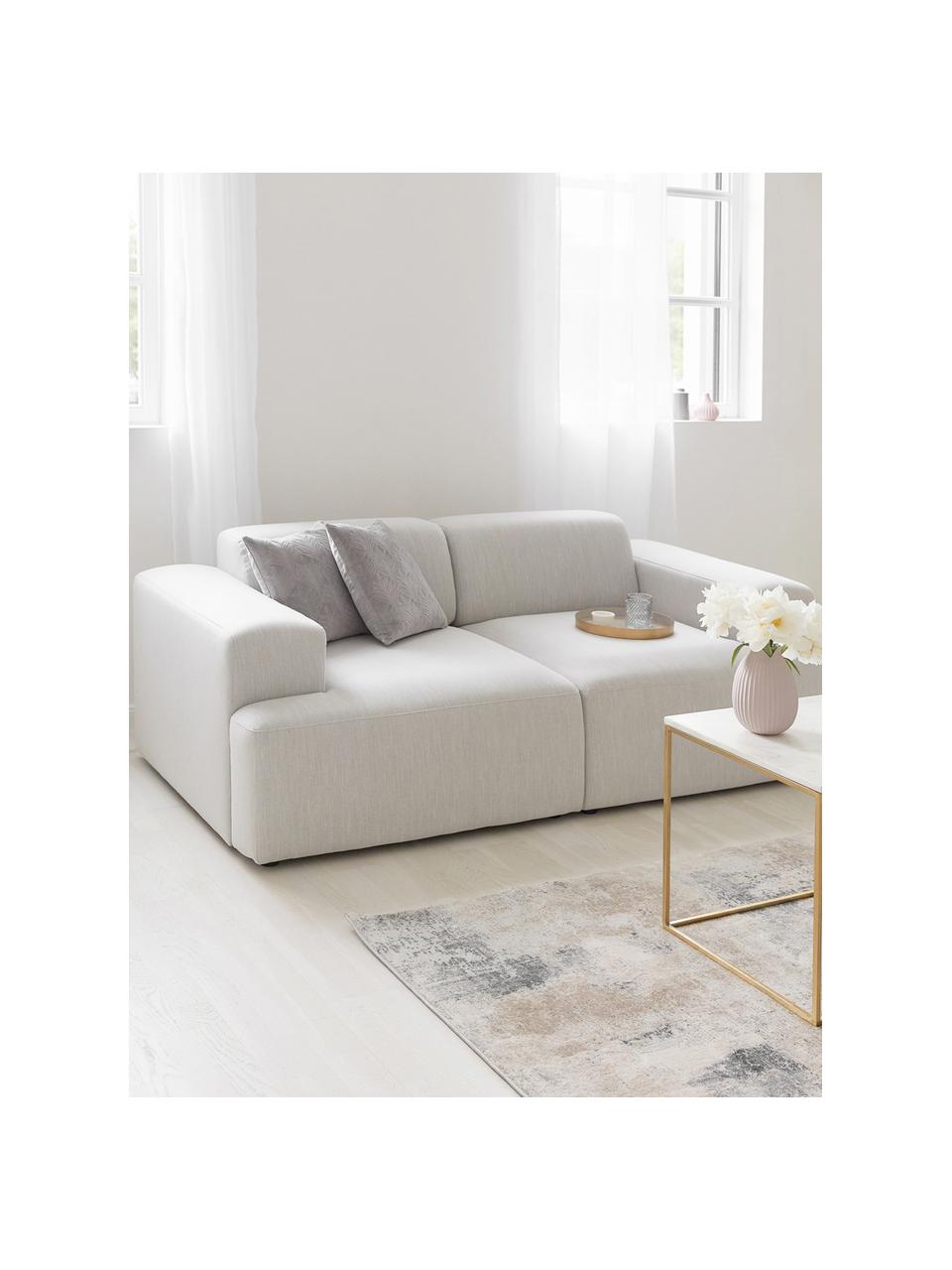 Sofa Melva (2-Sitzer) in Beige, Bezug: Polyester Der hochwertige, Gestell: Massives Kiefernholz, Spa, Füße: Kiefernholz Die Füße befi, Webstoff Beige, B 200 x T 101 cm