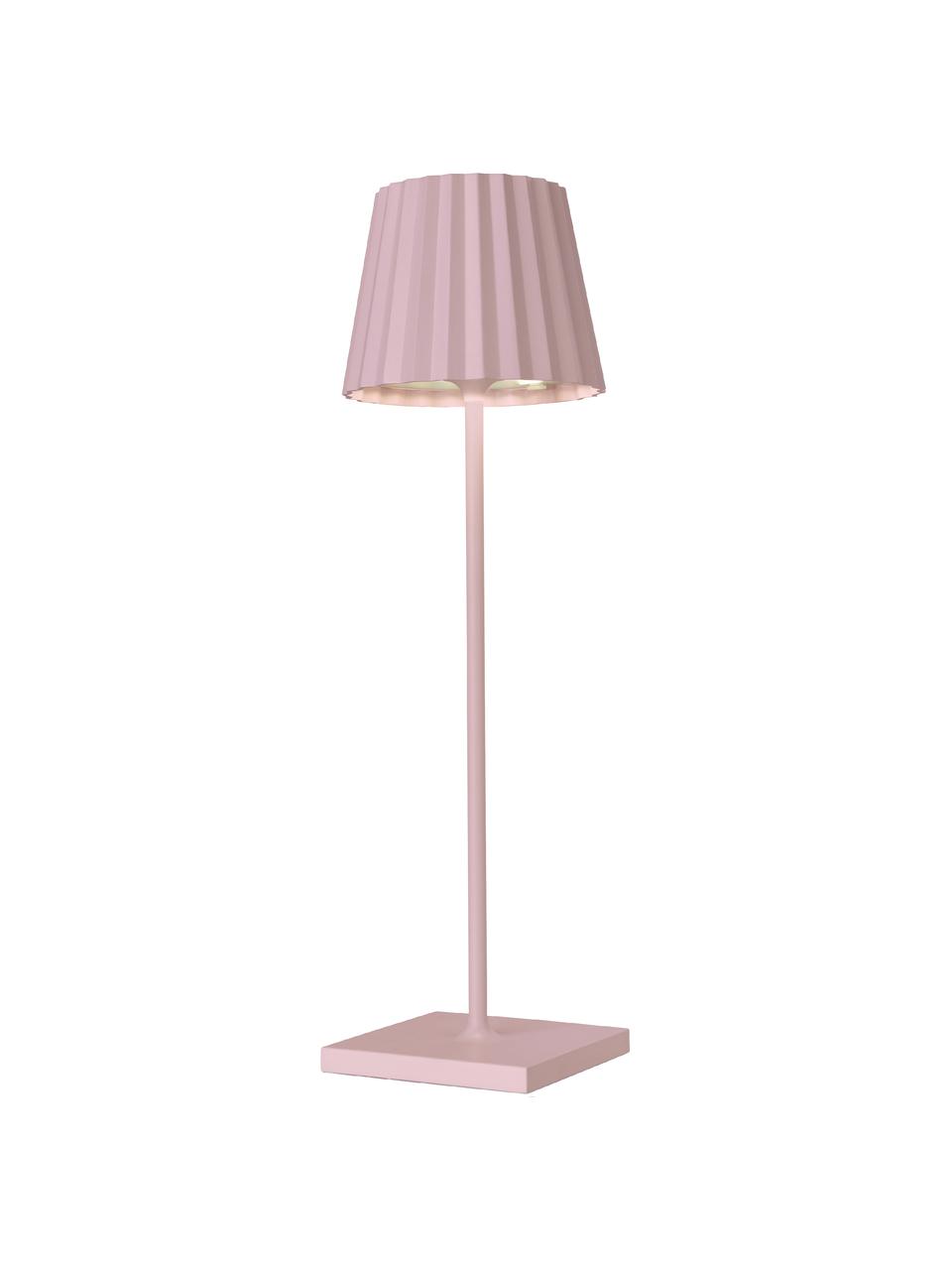 Lámpara de mesa LED para exterior regulable Trellia, portátil, Pantalla: aluminio recubierto, Cable: plástico, Rosa, Ø 12 x Al 38 cm