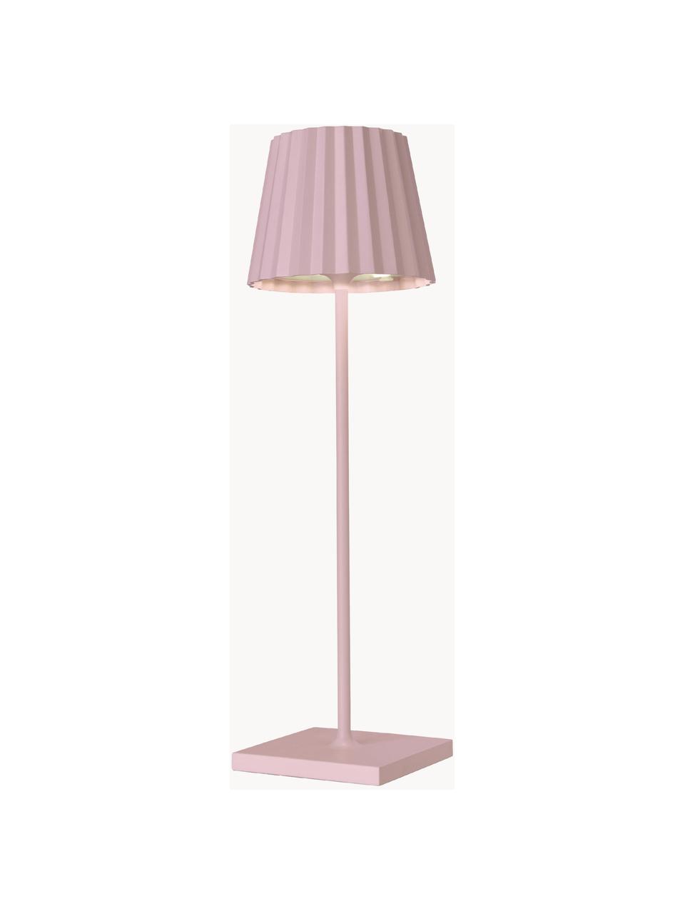 Prenosná stmievateľná stolová LED lampa do exteriéru Trellia, Lakovaný hliník, Ružová, Ø 12 x V 38 cm