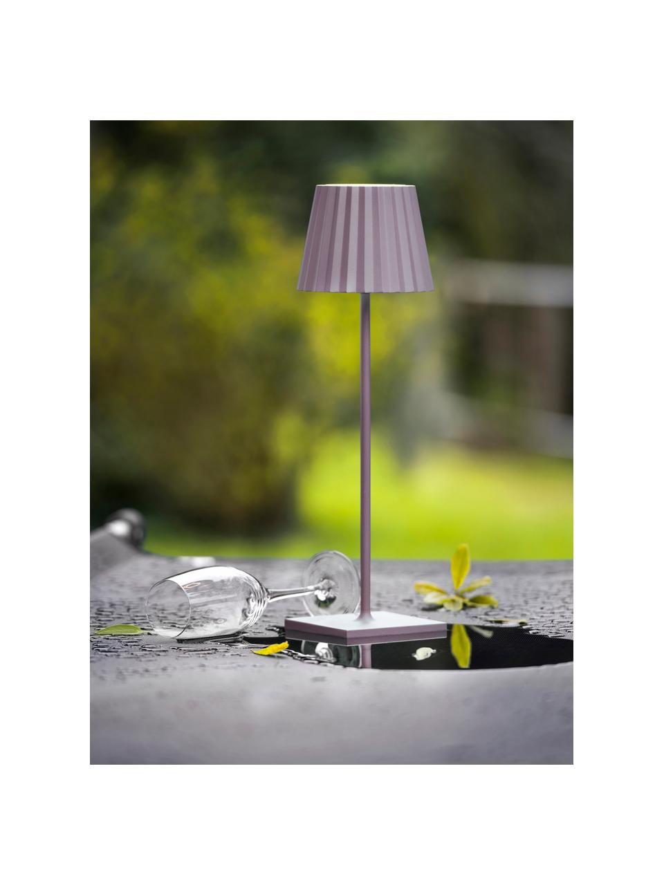 Lámpara de mesa LED regulable para exterior Trellia, portátil, Aluminio pintado, Rosa, Ø 15 x Al 38 cm