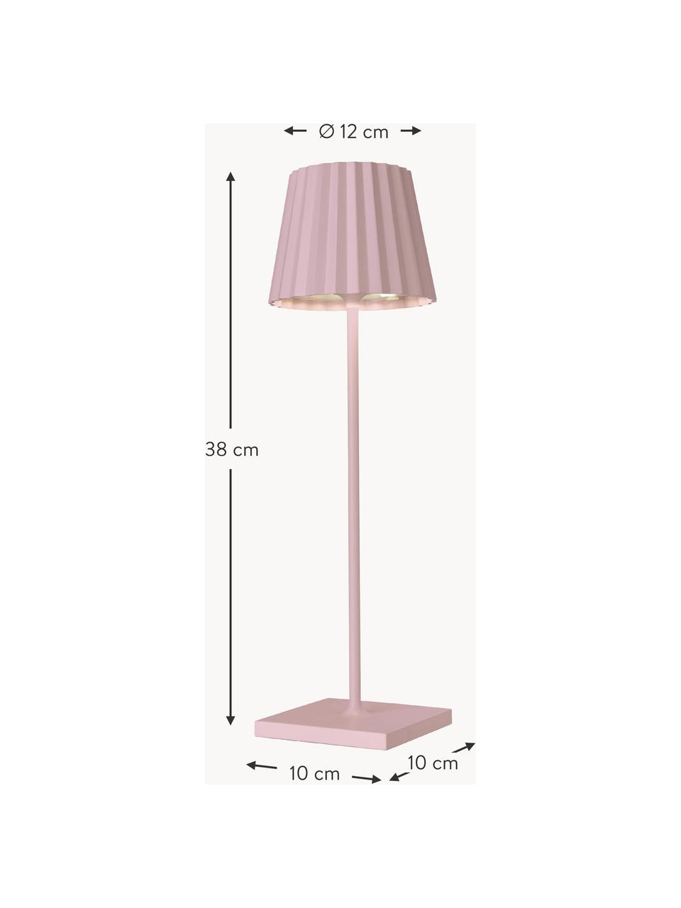 Mobiele dimbare LED tafellamp Trellia, Gelakt aluminium, Roze, Ø 15 x H 38 cm