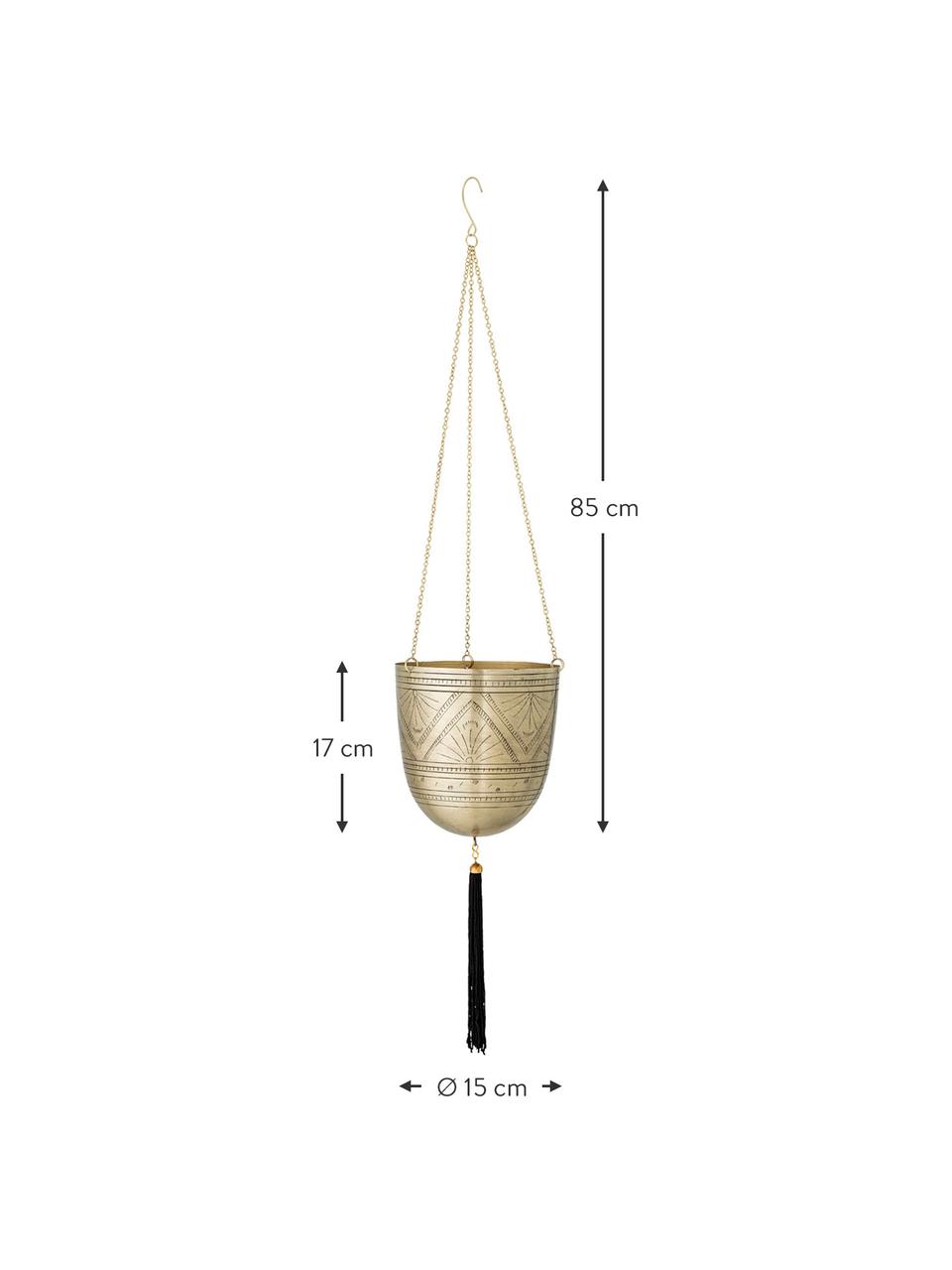 Hangende plantenpot Hans, Gecoat metaal, Messingkleurig, Ø 15 x H 17 cm