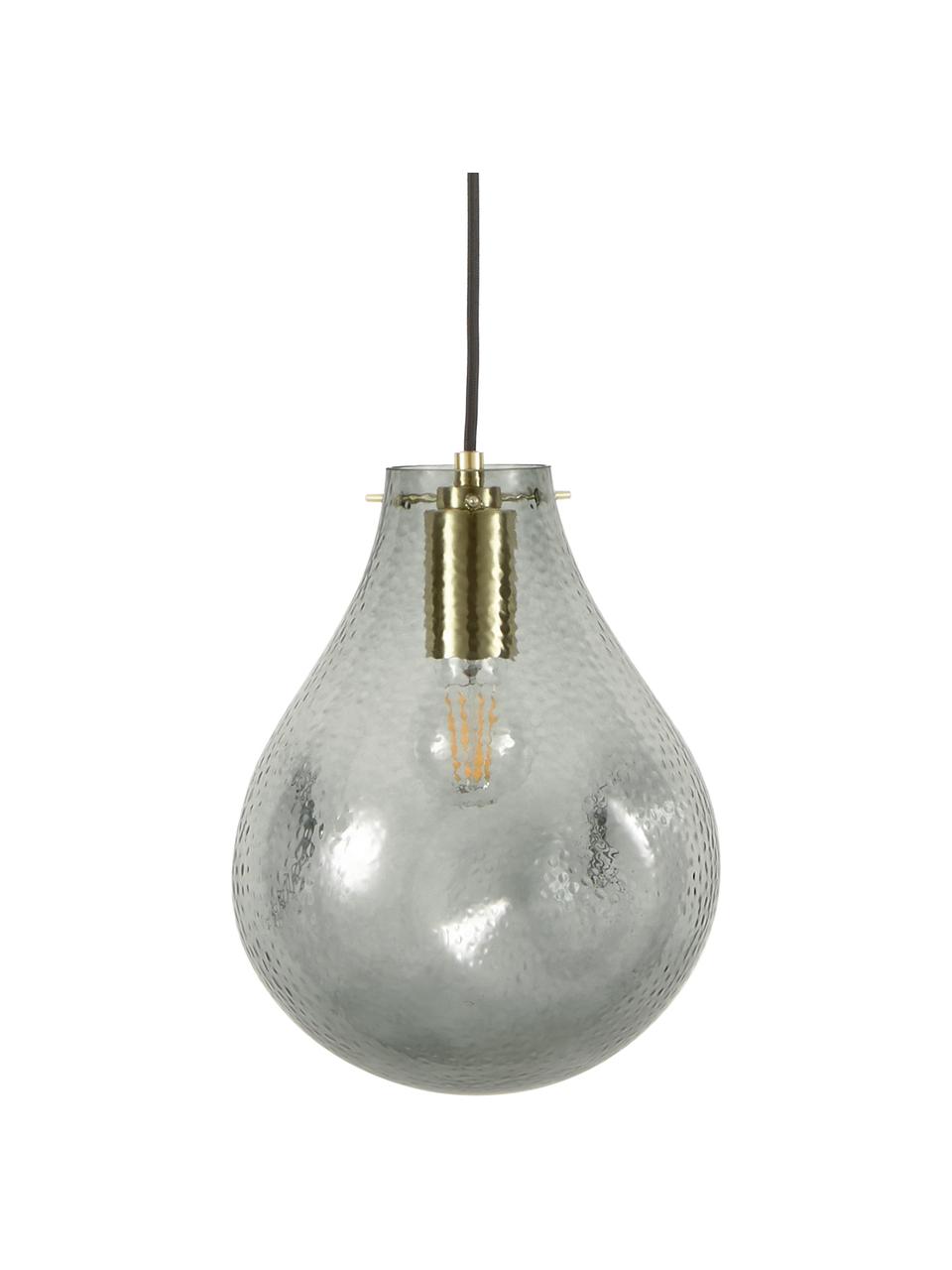 Kleine hanglamp Kedu van glas, Lampenkap: glas, Fitting: gegalvaniseerd metaal, Baldakijn: gegalvaniseerd metaal, Grijs, Ø 23 x H 29 cm