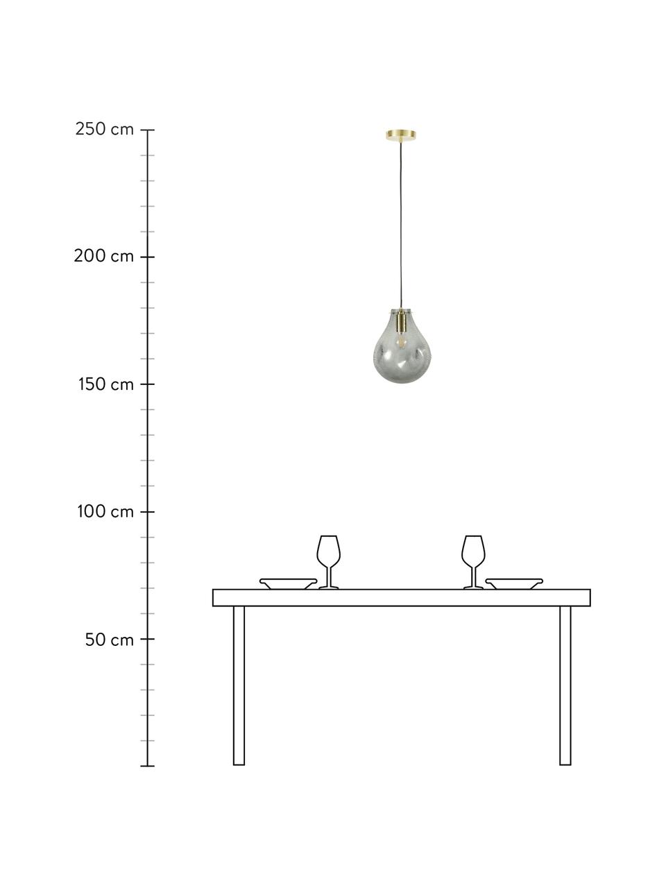 Kleine Pendelleuchte Kedu aus Glas, Lampenschirm: Glas, Baldachin: Metall, galvanisiert, Grau, Ø 23 x H 29 cm