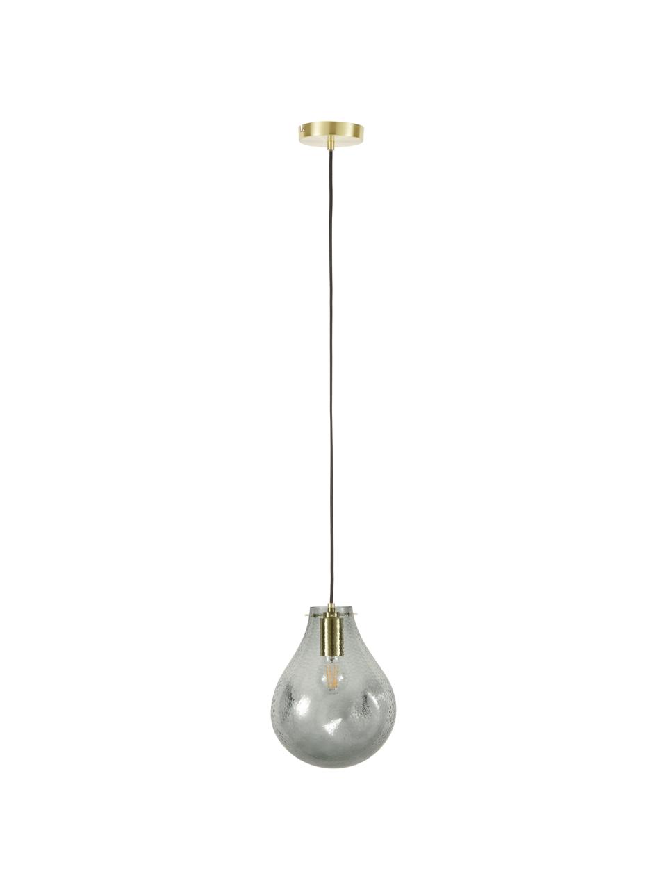 Kleine Pendelleuchte Kedu aus Glas, Lampenschirm: Glas, Baldachin: Metall, galvanisiert, Grau, Ø 23 x H 29 cm