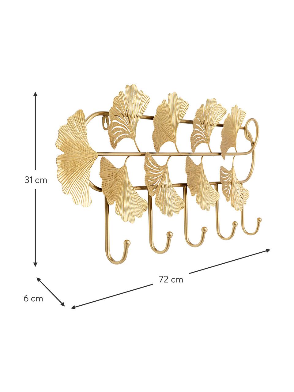 Perchero de pared de metal Ginkgo, Acero con pintura en polvo, Dorado, An 72 x Al 31 cm