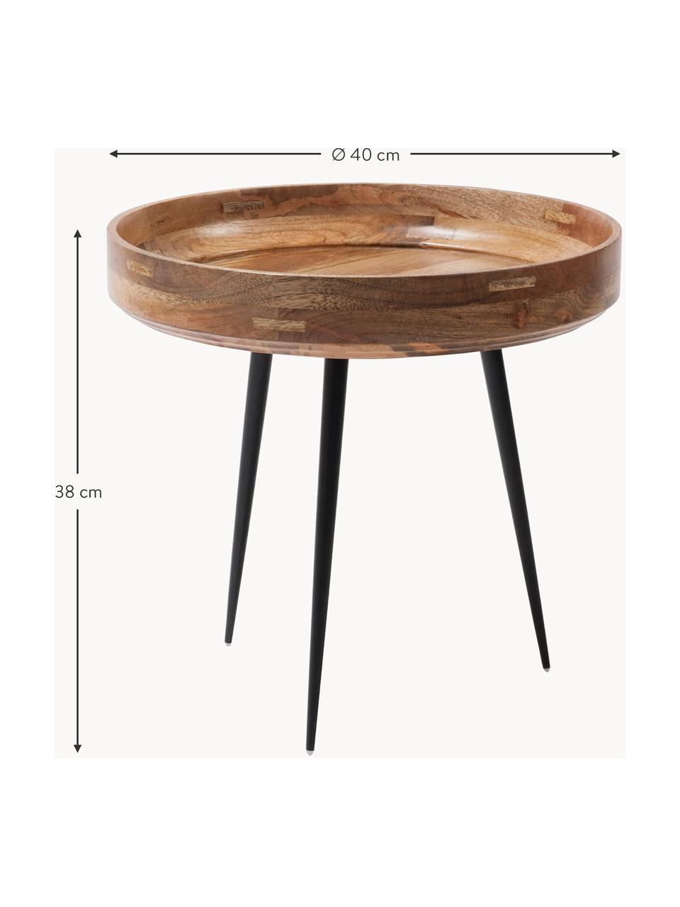 Ronde bijzettafel Bowl van mangohout, Tafelblad: mangohout, gelakt, Poten: gepoedercoat staal, Mangohout, gelakt, Ø 40 x H 38 cm