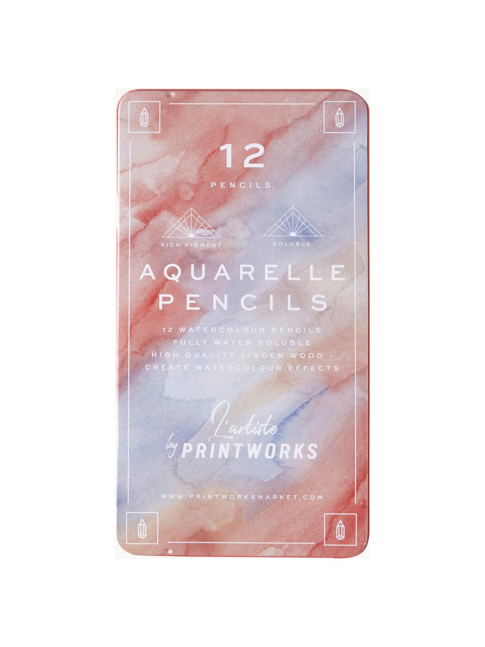 Crayons de couleur Aquarelle, 12 élém., Tons bleus et roses, Ø 11 x haut. 19 cm