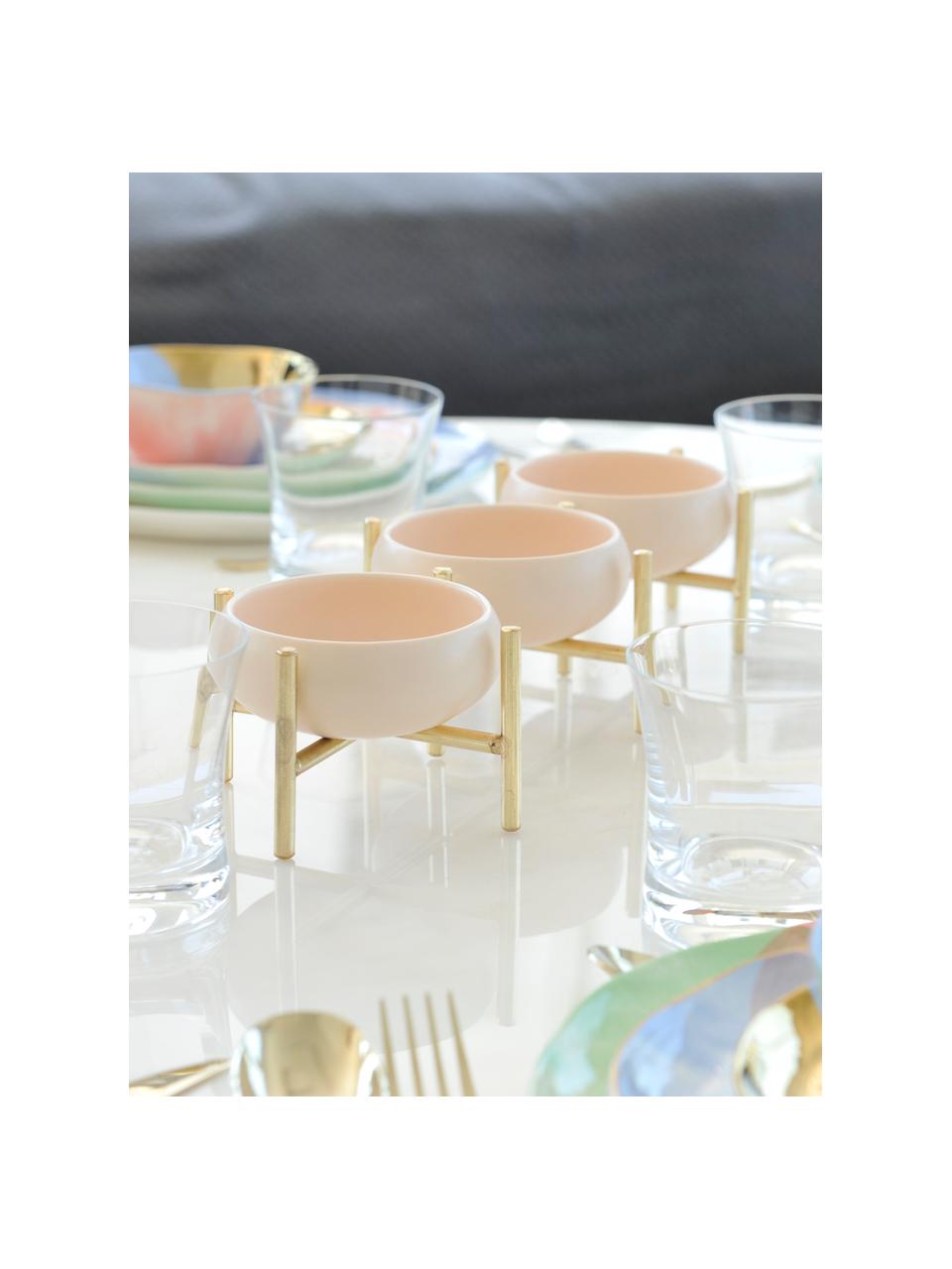 Set apéritif avec support doré Paradise, lot de 3, Couleur dorée, beige clair, larg. 36 x haut. 8 cm