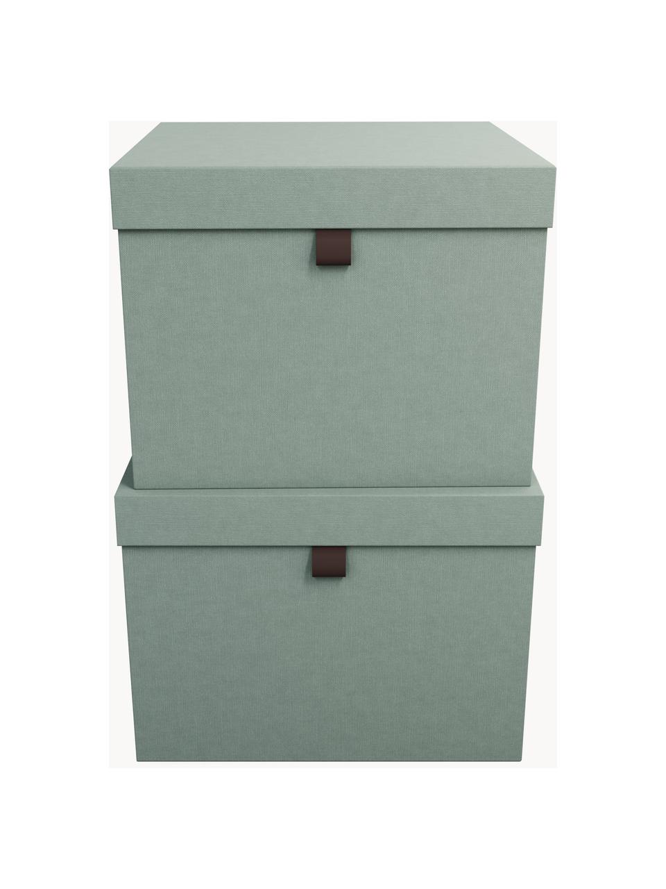 Sada úložných krabic Tristan, 2 díly, Šalvějově zelená, Sada s různými velikostmi