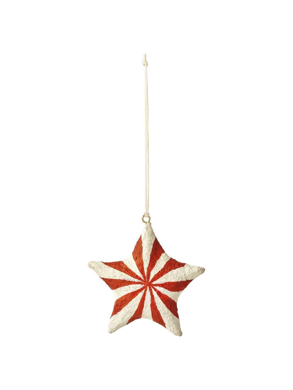 Addobbi per albero a forma di stella Bomuld 4 pz, Polpa di cotone, Rosso, bianco, Ø 9 x Alt. 9 cm