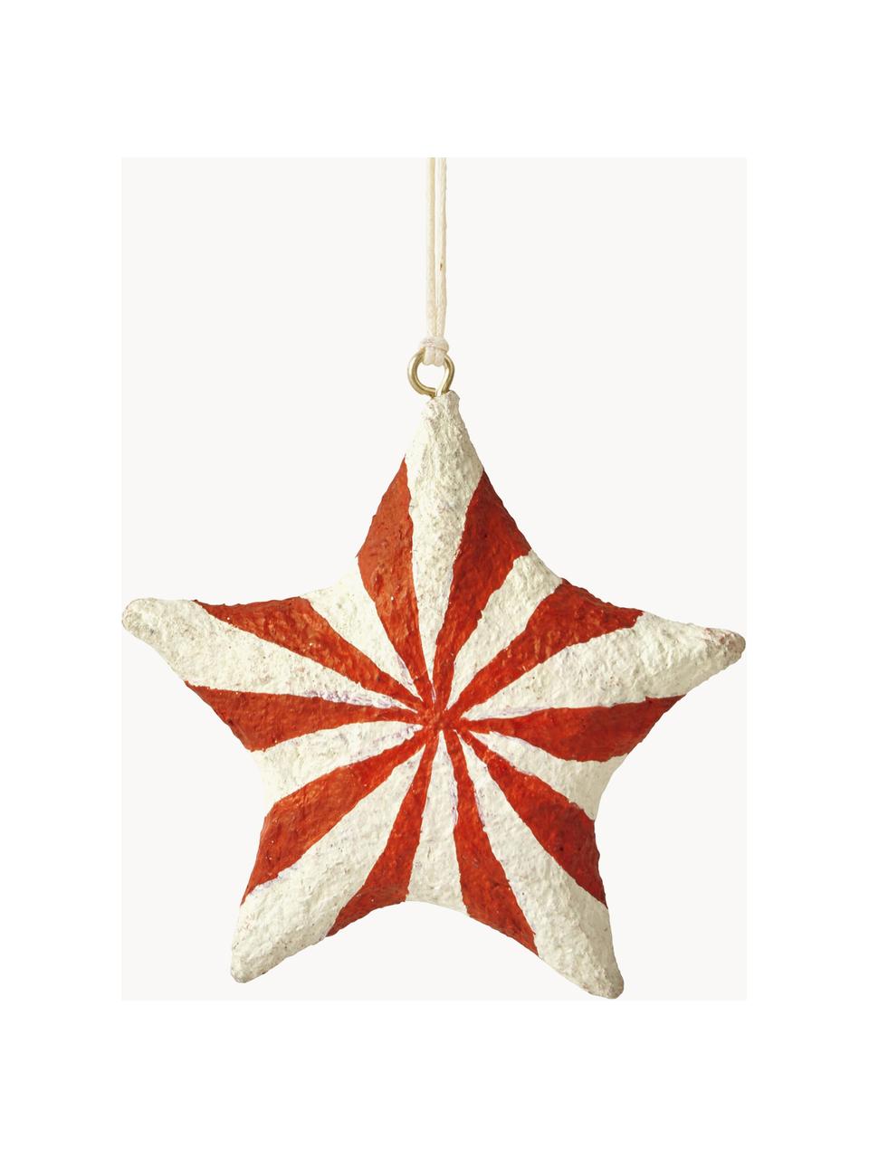 Addobbi per albero a forma di stella Bomuld 4 pz, Polpa di cotone, Rosso, bianco, Ø 9 x Alt. 9 cm