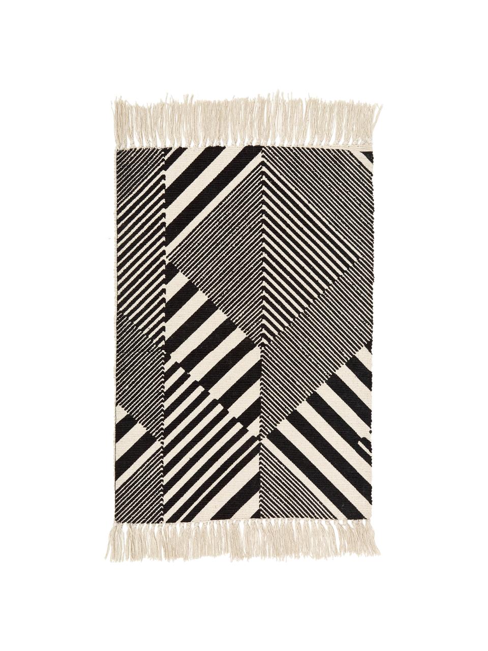 Dywan z bawełny Beely, 100% bawełna, Czarny, złamana biel, S 60 x D 90 cm