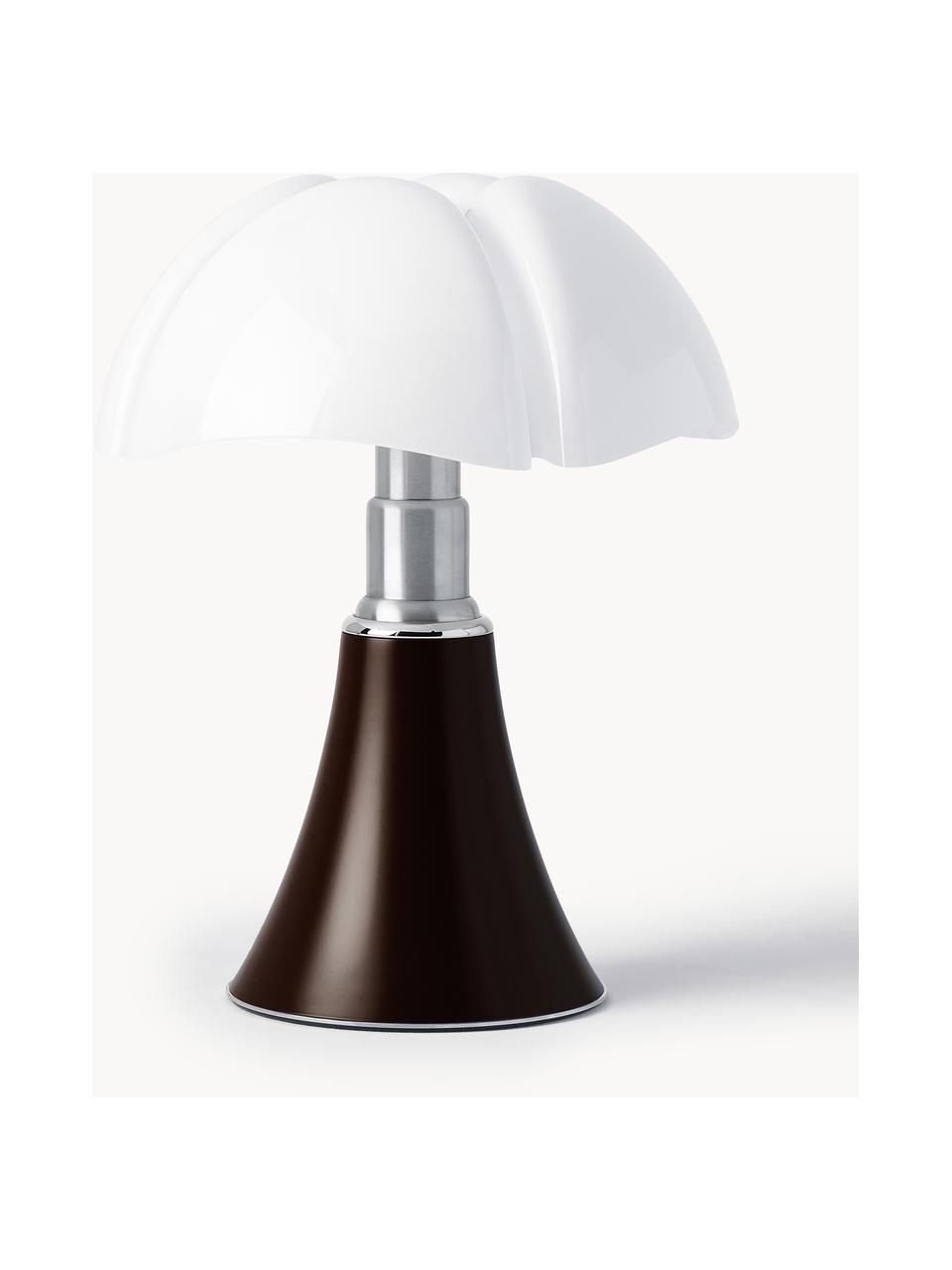 Lámpara de mesa LED regulable Pipistrello, portátil, Estructura: metal, aluminio pintado, Marrón oscuro mate, Ø 27 x Al 35 cm