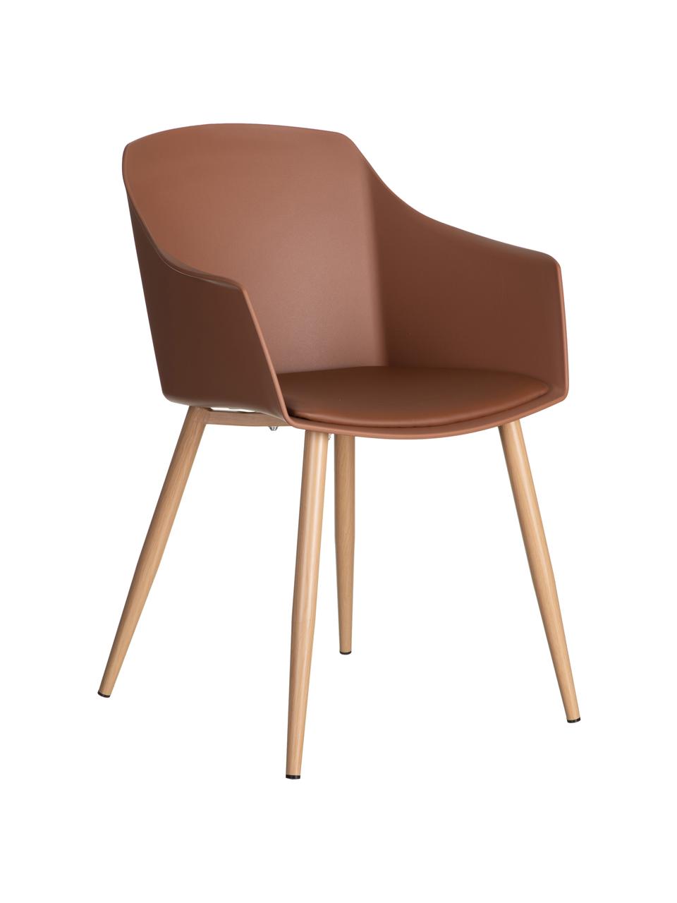 Krzesło z tworzywa sztucznego Jimena, Nogi: metal lakierowany, Jasny brązowy, S 56 x G 55 cm