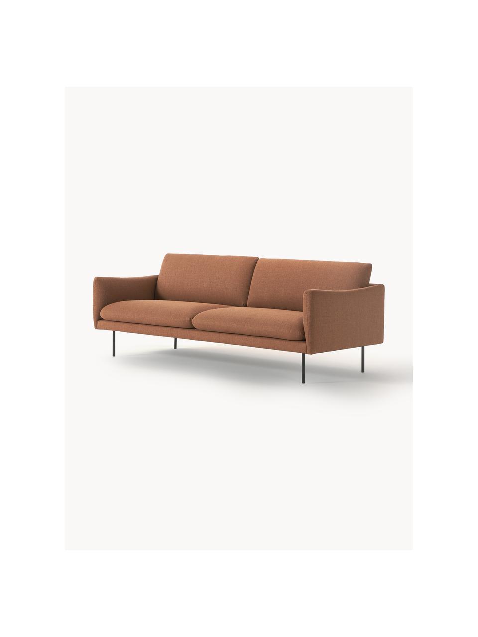 Sofa Moby (3-Sitzer), Bezug: Polyester Der hochwertige, Gestell: Massives Kiefernholz, Füße: Metall, pulverbeschichtet, Webstoff Nougat, B 220 x T 95 cm